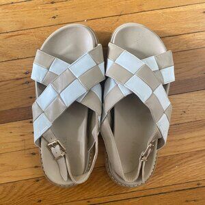 Alohas Marshmallow Sandals - Biege and White Checkered, Size 38